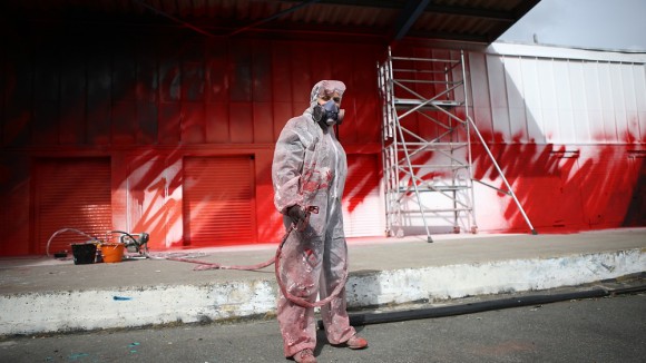 MadC paints a wall at Wenlock Street on April 3rd, 2011 in London, UK. Photo by Marco Prosch