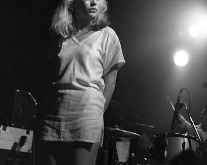 CAMDEN TOWN, LONDON - MARCH 5, 1977: Blondie's Debbie Harry Live performing at The Roundhouse, Chalk Farm, London. March 5th, 1977. The band's first major headlining U.K. Tour.